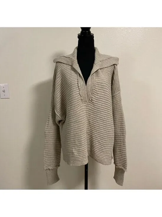 Free People Sweater Women’s Size Large Pebble marlie pullover sweater Chiqutia