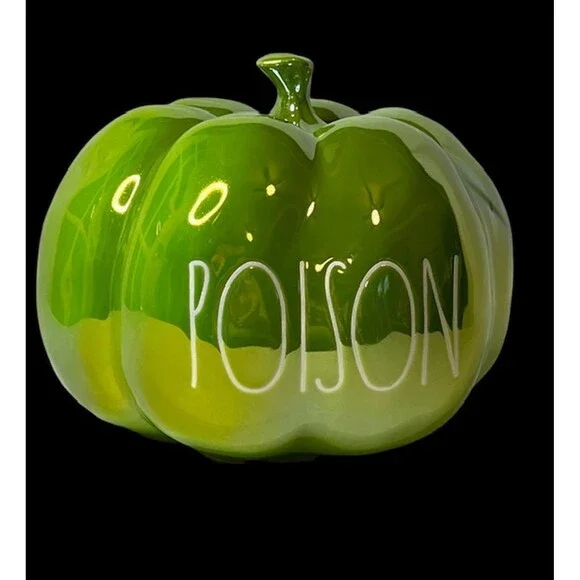 Rae Dunn POISON  Acid Green Iridescent Luster Glaze Ceramic Pumpkin New in Box