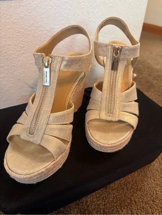 Michael Kors Berkley Platform Wedge Sandals Pale