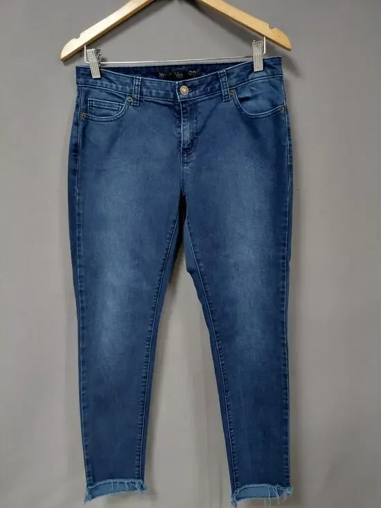 Michael Kors Blue Raw Hem Skinny Medium Wash Denim Jeans Women Size 4