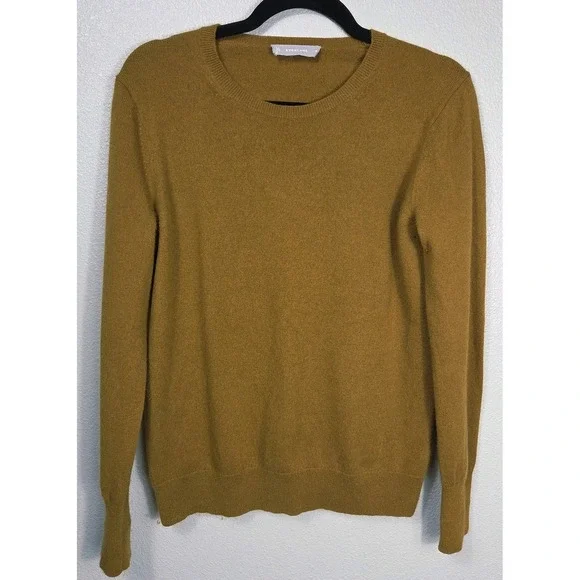 Everlane 100% Cashmere Crewneck Sweater‎ Mustard Brown Size M