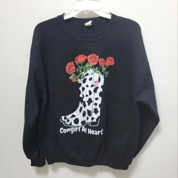 Altar’d State Sweatshirt Cowgirl at Heart Large Black Altard