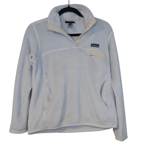 Patagonia Synchilla Snap-T‎ Fleece Pullover Sweater Re-Tool White Ivory Retro