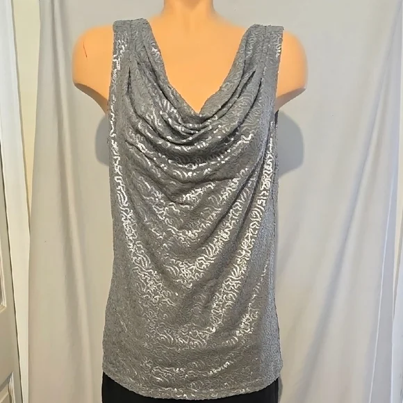 Micheal Kors Cowl Neck Sequined Dressy Top