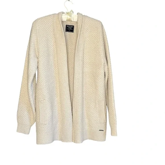 Abercrombie‎ Fitch Womens Sweater Open Front Waffle Knit Cardigan Neutral Size S