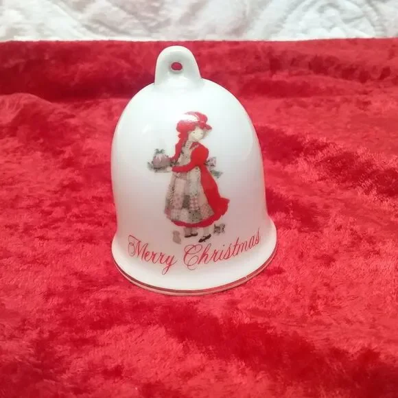 Vintage Holly Hobbie Small  Bell Merry Christmas HH Girl in Red 1982 Collectible