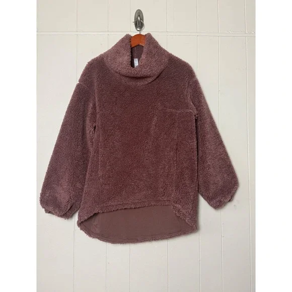 Lululemon Warmth Restore Long Pullover Size 8 Sherpa Fleece‎ Funnel Neck Teddy