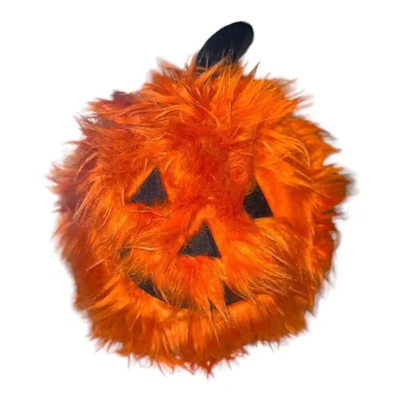 Cupcakes and Cashmere Halloween Pillow Fuzzy Orange Jack o Lantern 14 Inches NEW