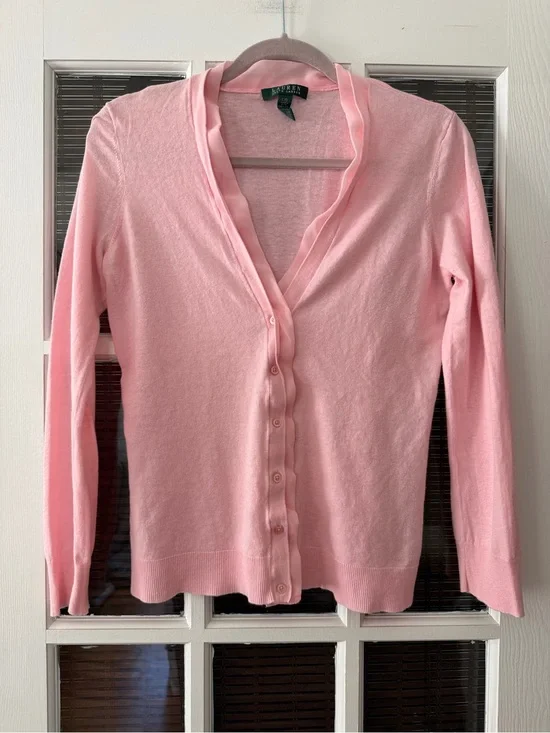 Lauren Ralph Lauren Women’s L Pink Lightweight Cardigan Sweater | SKU 0413