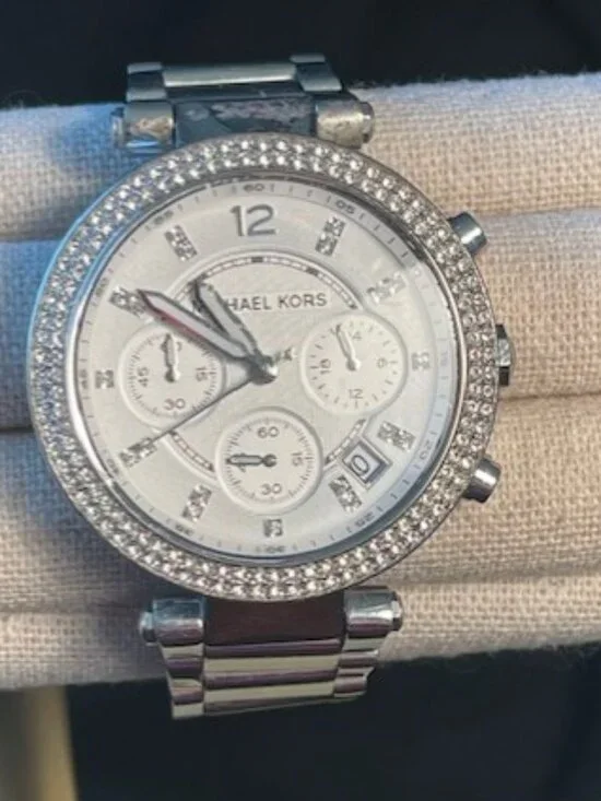 Michael Kors dated adjust watch with crystals