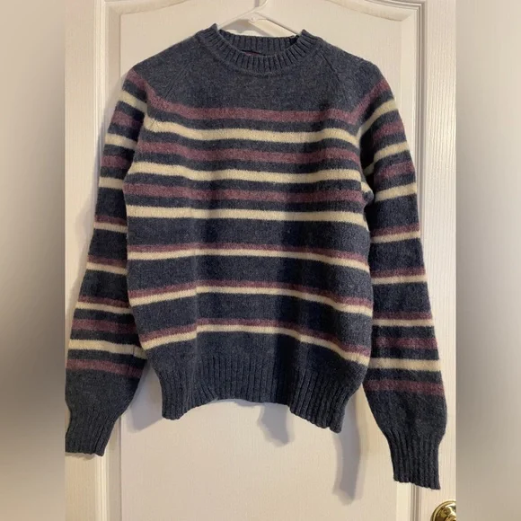 Carl Micheals 100%‎ Shetland Wool Striped Long Sleeve Sweater  Large Preppy