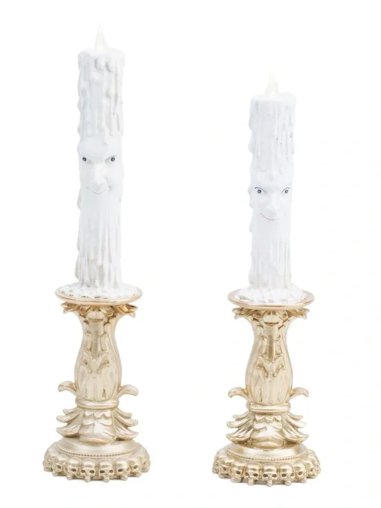 🩶MOONLIGHT MANOR 2pc LED CANDLES WITH FACES - NWT🩶