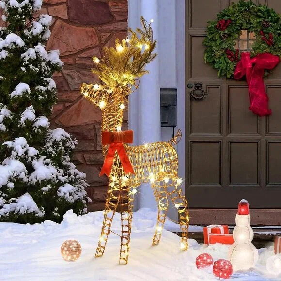 Light Up 3D Rattan Christmas Reindeer 47