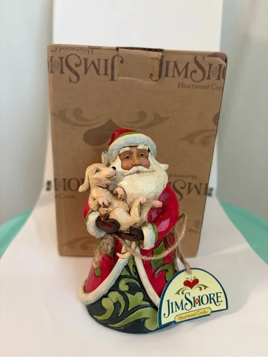 Jim Shore 2014  Pint Sized Santa with Puppy 5.5” Christmas Figurine