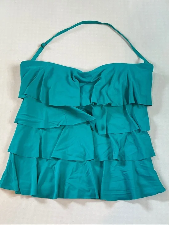 Michael Kors Teal Ruffled Multi Tier Swim Tankini Top Size Medium