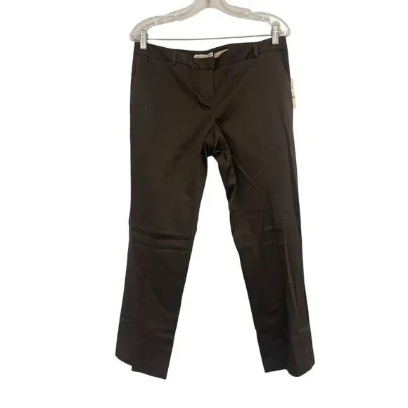 Michael Kors Women Pants 10P Brown Wellesley Ankle Fit Low Rise Straight Leg NWT