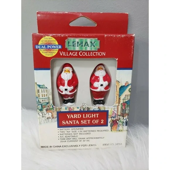 NEW LEMAX VILLAGE COLLECTION YARD DECOR SANTA SET 2 blow mold vintage christmas‎