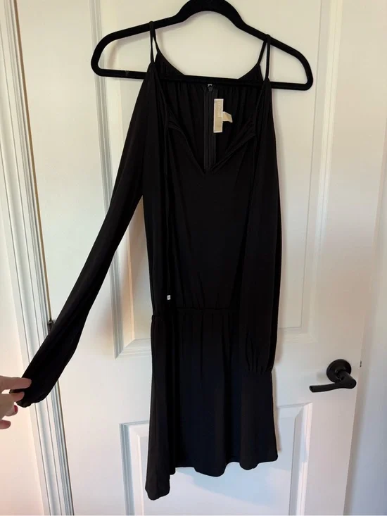 Michael Kors Black One-Shoulder Long Sleeve Dress