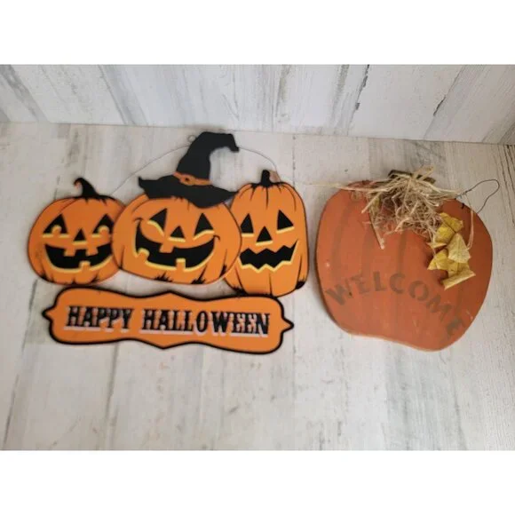 Happy Halloween set pumpkin witch hanging sign decor‎ figure