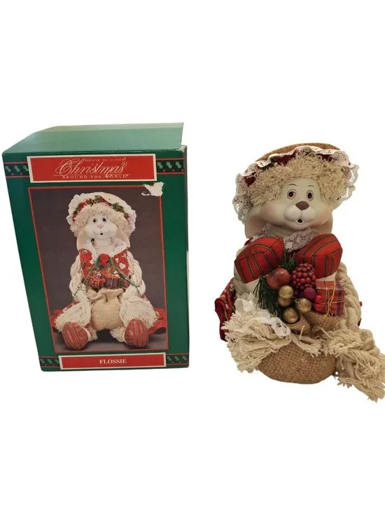 VTG House of Lloyd Flossie Christmas Bunny Rabbit Doll w Box Around World