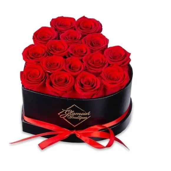 Glamour Boutique IMMORTAL LOVE BLACK HEART 16  FRESH RED ROSES/ New in Box