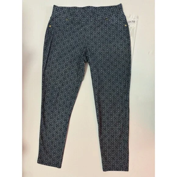 Michael Kors Women's Damask Pattern Pants Blue Size XL Workwear Formal Fun