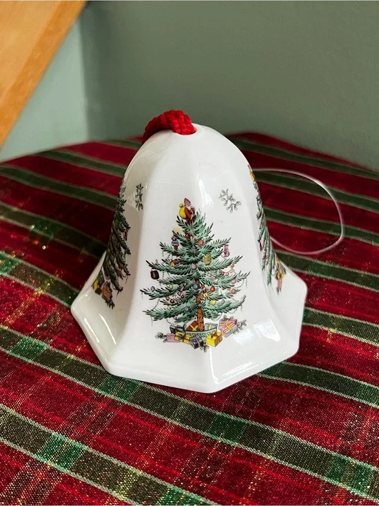 Spode Christmas Tree Fluted Bell ornament with Tassel