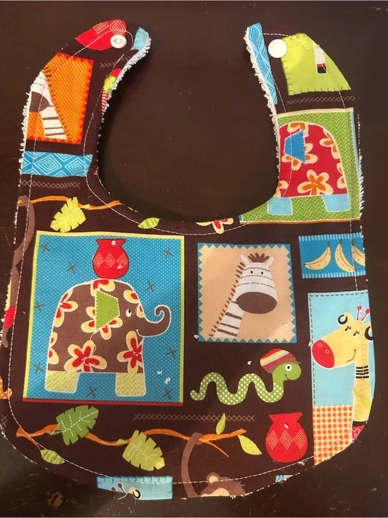Handmade Jungle Animals bib
