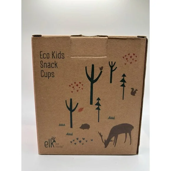 Set of 2 Elk and friends baby/toddler/kids snack cups blush/sage‎