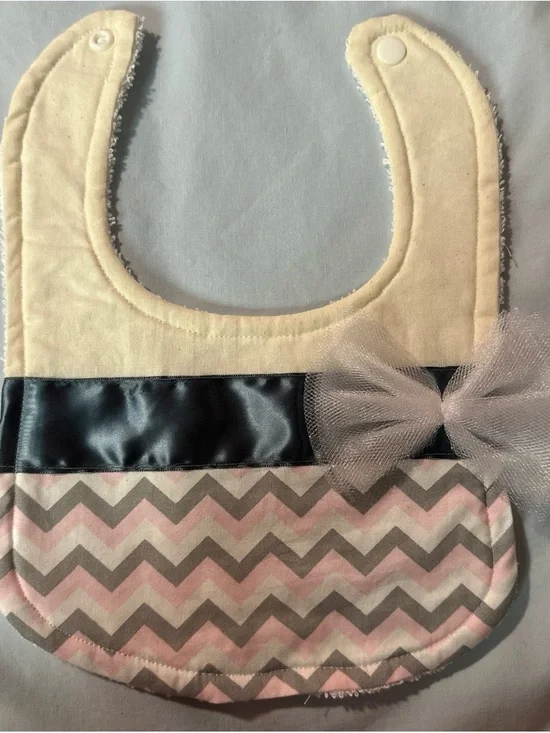 Handmade Pink Chevron bib
