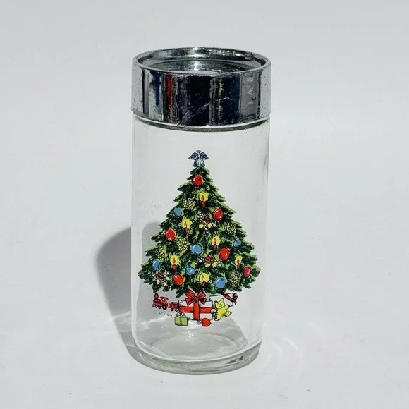 Vintage Carlton Christmas Tree Shaker w Silver Plastic Lid Replacement Read‎