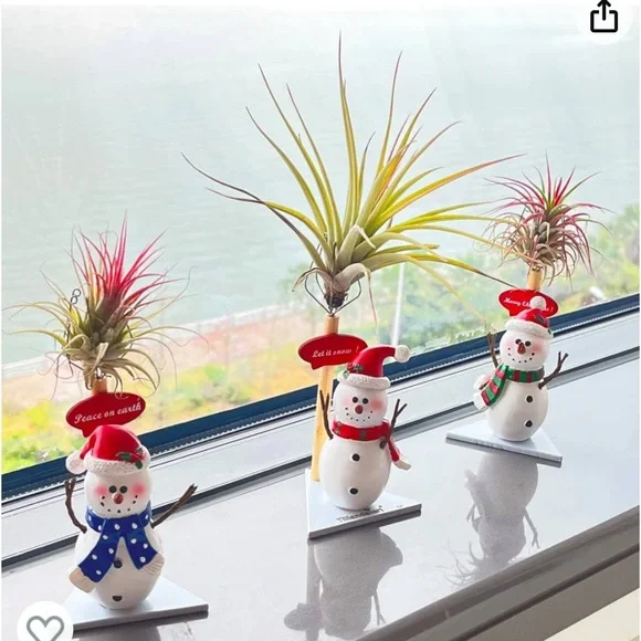 NWT Festive Snowman Air Plant Holders - Set of 3, Christmas Decor