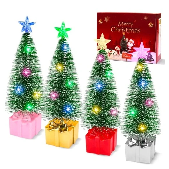 Set of 4 Festive Mini Christmas Trees, 6