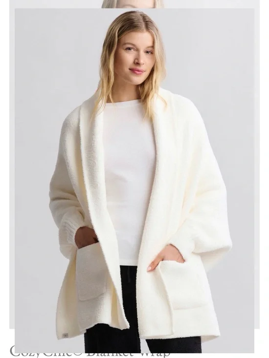 Barefoot Dreams CozyChic Blanket Wrap Cream Cardigan