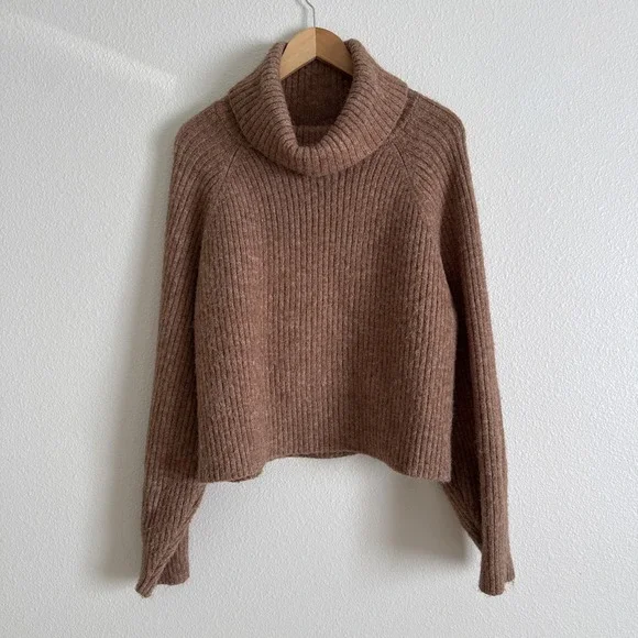 Old‎ Navy Turtleneck Sweater Chunky Knit Warm Brown Womens Size Large