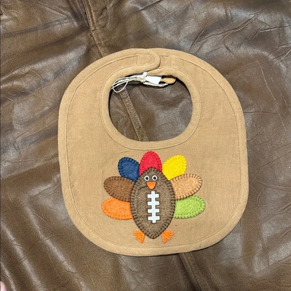 Adorable Turkey Design Baby Bib - Brown