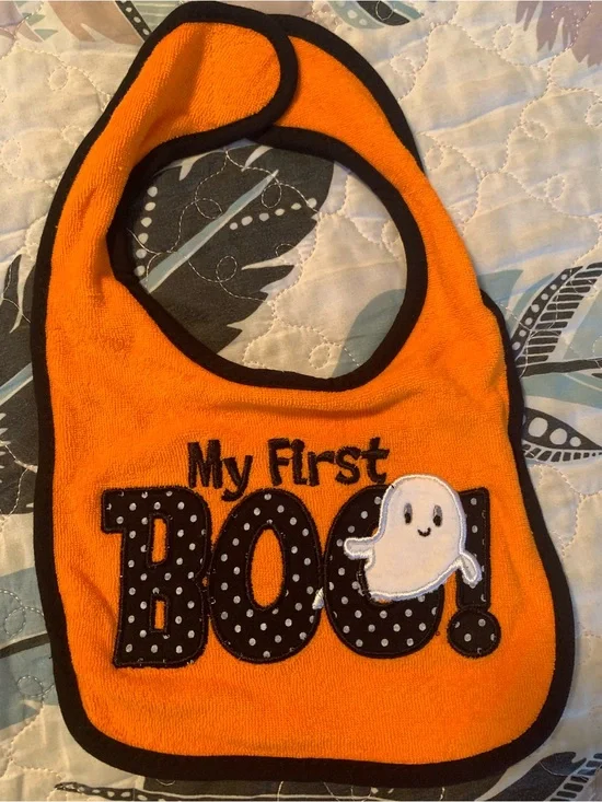 My First Boo! Orange Halloween Baby Bib