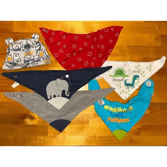Baby Boy Bib Lot of 5 with 1 Hat