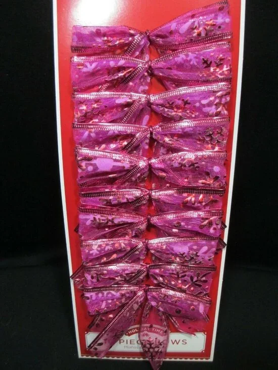 10 Pink Magenta Wire Edge Snowflake Christmas Gift Bows Indoor Outdoor Wreath