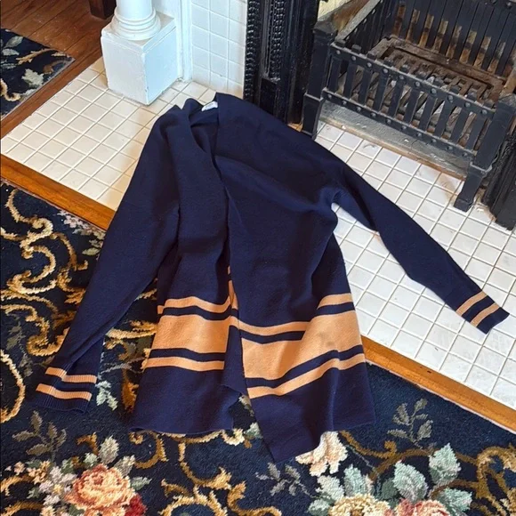 Crown‎ & Ivy Navy Cardigan with Tan Stripes
