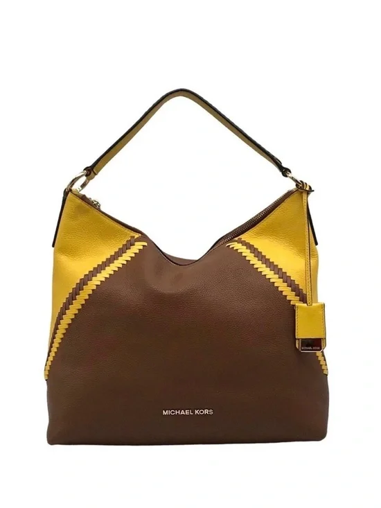 Michael Kors Brown and Yellow Leather Shoulder Hobo