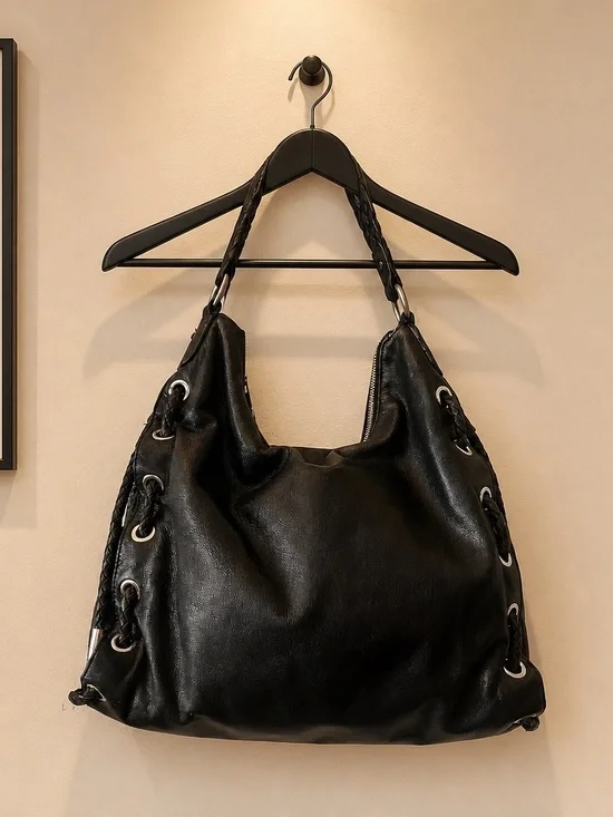 Michael Kors Black Braided-Handle Shoulder leather Hobo