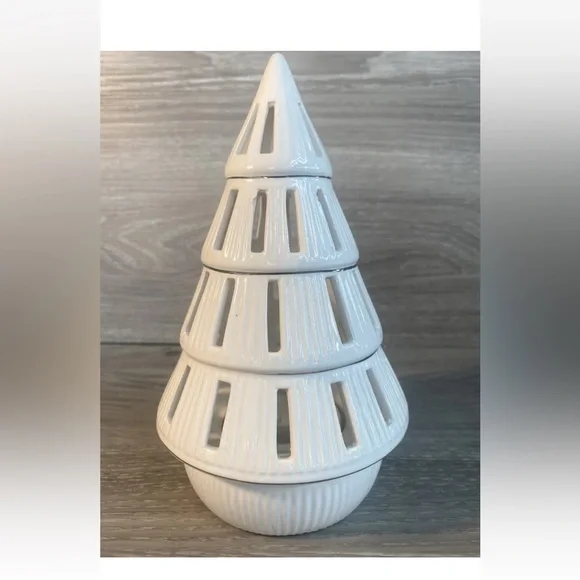 Yankee Candle Tree Luminary Tea Light Candle Holder Set White Ceramic Tree 8