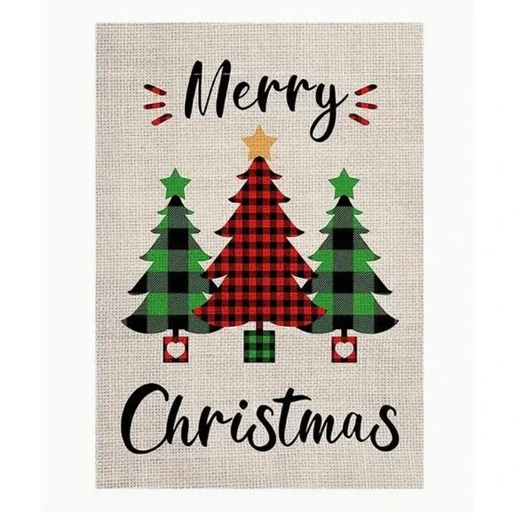 Christmas Garden Flag 12x18in Polyester Merry Christmas trees