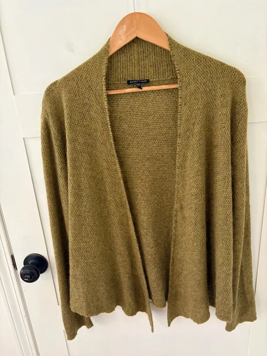 Eileen Fisher Open Front Wool Mohair Cashmere Blend Cardigan Sweater. Size XL.