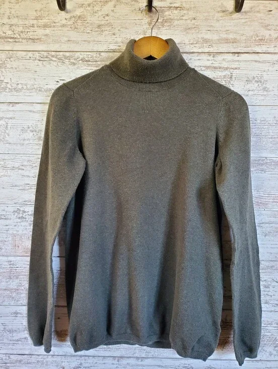 Gap Unisex Turtleneck Sweater Olive Green Combed Cotton Pullover