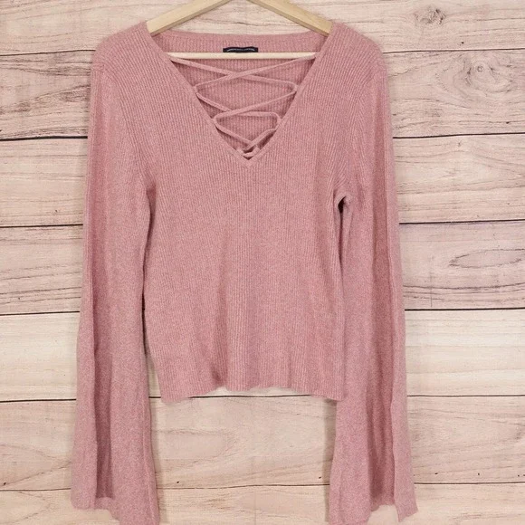 AMERICAN EAGLE PINK BAGGY SLEEVE PINK‎ SWEATER WOMENS SIZE XL