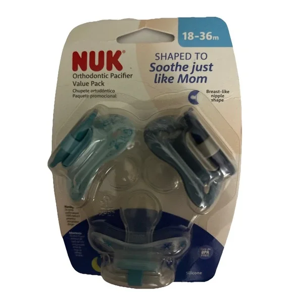 NUK Orthodontic Pacifier - Value 3 Pack 18-36M Breast Nipple Shape Glows In Dark