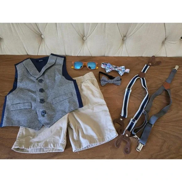 Boys Dress Vest Size 3T + Accessories Bundle