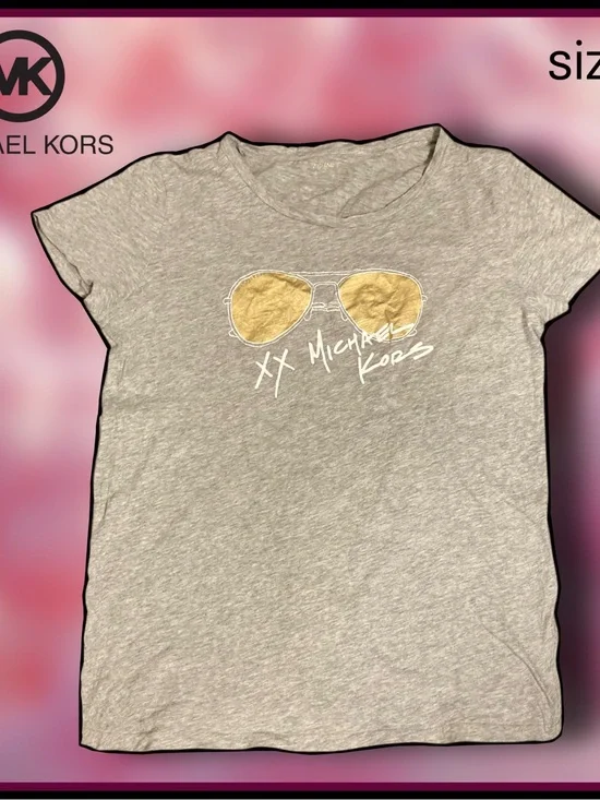 MICHAEL KORS grey with gold sunglasses short sleeve TSHIRT size L